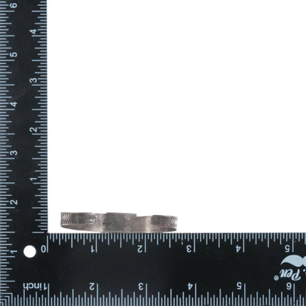 6" c1940's Navajo sterling cuff bracelet with three turquoise - Estate Fresh Austin