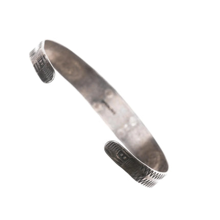 6" c1940's Navajo sterling cuff bracelet with three turquoise - Estate Fresh Austin