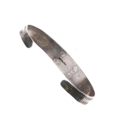 6" c1940's Navajo sterling cuff bracelet with three turquoise - Estate Fresh Austin