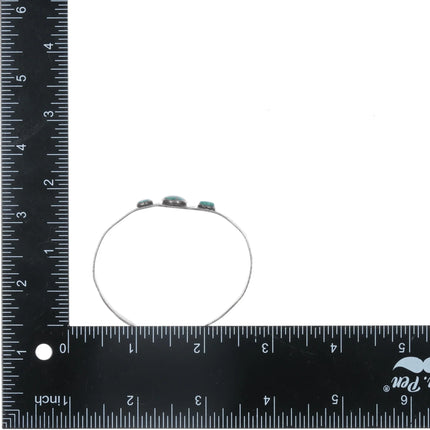 6" c1940's Navajo sterling cuff bracelet with three turquoise - Estate Fresh Austin