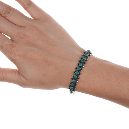 6" c1950's Navajo Curio Sterling row cuff bracelet - Estate Fresh Austin