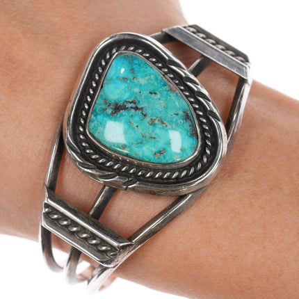 6" c1970's Navajo sterling and turquoise cuff bracelet - Estate Fresh Austin