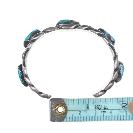 6" Carl Luthey Shop (1902-1975) Native American Silver and turquoise cuff bracelet - Estate Fresh Austin