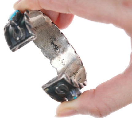 6" Carl Luthey Shop (1902-1975) Native American Silver and turquoise cuff bracelet - Estate Fresh Austin
