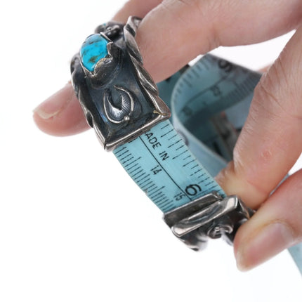 6" Carl Luthey Shop (1902-1975) Native American Silver and turquoise cuff bracelet - Estate Fresh Austin
