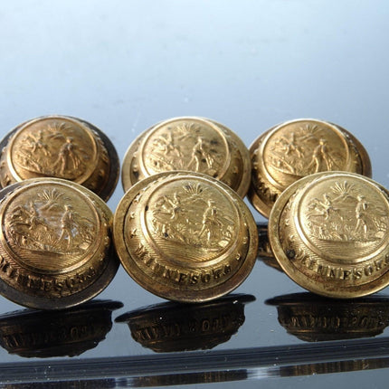 6 Civil War Era Minnesota Scoville Waterbury Uniform Jacket Buttons - Estate Fresh Austin