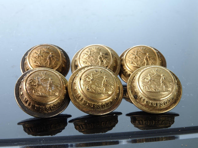 6 Civil War Era Minnesota Scoville Waterbury Uniform Jacket Buttons - Estate Fresh Austin