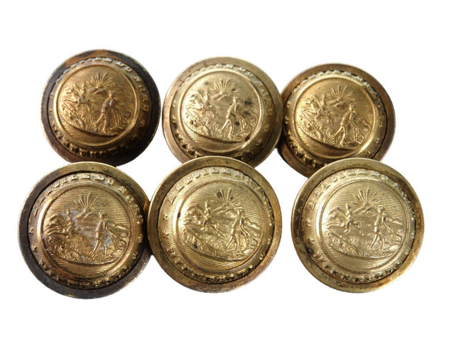 6 Civil War Era Minnesota Scoville Waterbury Uniform Jacket Buttons - Estate Fresh Austin