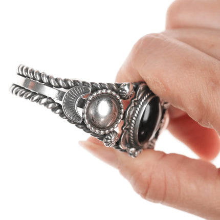 6" David Reeves Navajo sterling and onyx cuff bracelet - Estate Fresh Austin