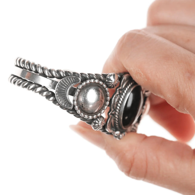 6" David Reeves Navajo sterling and onyx cuff bracelet - Estate Fresh Austin