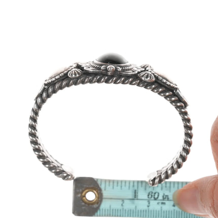 6" David Reeves Navajo sterling and onyx cuff bracelet - Estate Fresh Austin