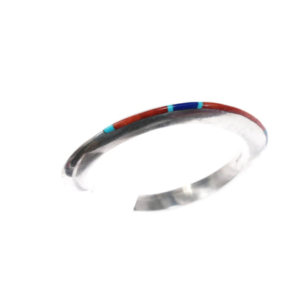 6" Jimmie King Jr Navajo sterling multi-stone inlay cuff bracelet - Estate Fresh Austin