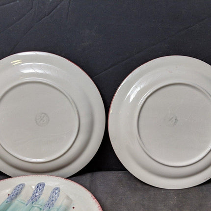 6 Longchamp French Majolica Asparagus Plates 9 7/8" - Estate Fresh Austin