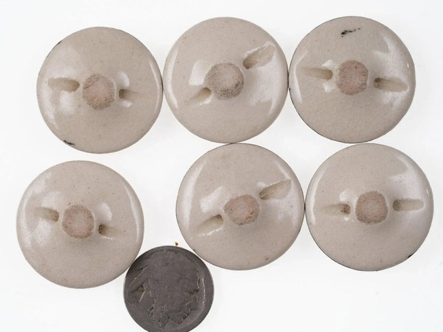 6 Meiji Japanese Satsuma Buttons 1 3/16" hand painted wisteria - Estate Fresh Austin