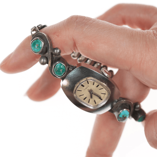 6"+ Native American silver and turquoise watch tips - Estate Fresh Austin