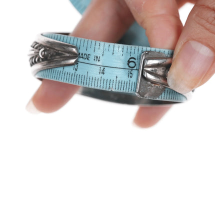 6" Native American sterling and onyx feather form cuff bracelet - Estate Fresh Austin