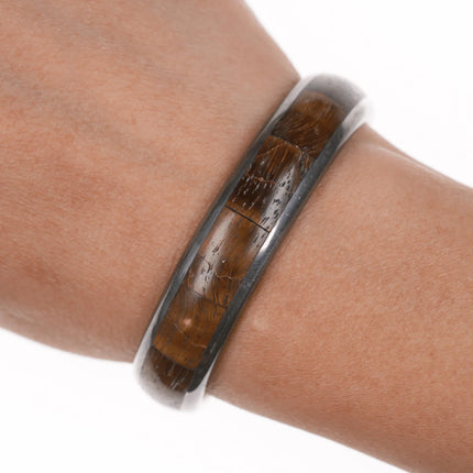 6" Native American sterling inlaid cuff bracelet - Estate Fresh Austin