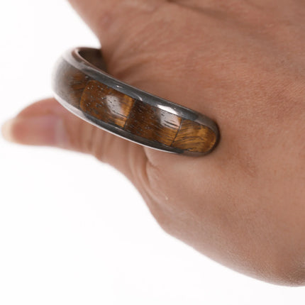 6" Native American sterling inlaid cuff bracelet - Estate Fresh Austin