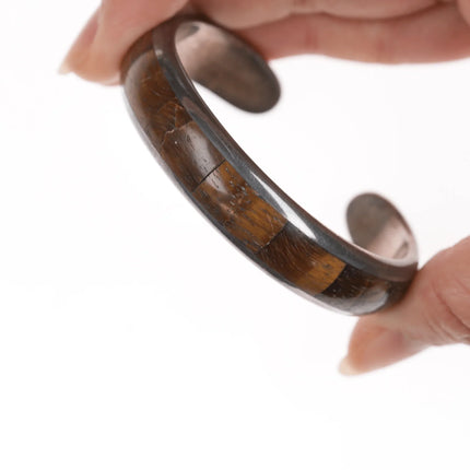 6" Native American sterling inlaid cuff bracelet - Estate Fresh Austin