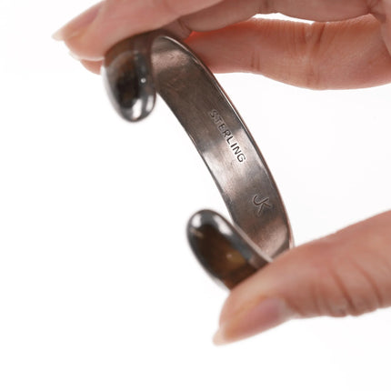 6" Native American sterling inlaid cuff bracelet - Estate Fresh Austin