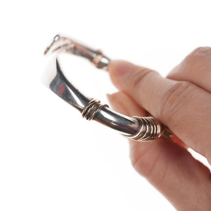 6" Orville Tsinnie (1943-2017) Navajo 14k/Sterling Mediterranian Coral Cuff bracelet - Estate Fresh Austin