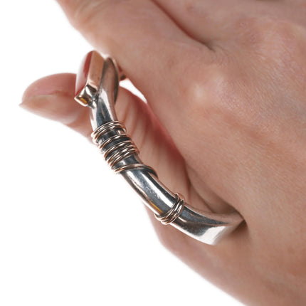 6" Orville Tsinnie (1943-2017) Navajo 14k/Sterling Mediterranian Coral Cuff bracelet - Estate Fresh Austin