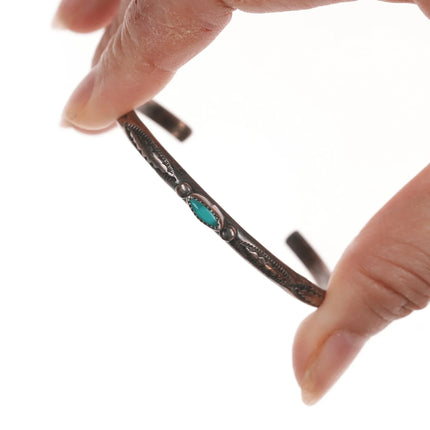 6" Pete Paquin Zuni Sterling cuff bracelet with turquoise - Estate Fresh Austin