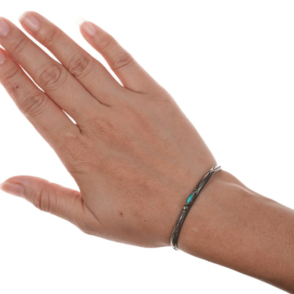 6" Pete Paquin Zuni Sterling cuff bracelet with turquoise - Estate Fresh Austin