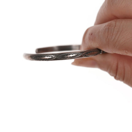 6" Pete Paquin Zuni Sterling cuff bracelet with turquoise - Estate Fresh Austin