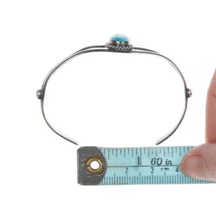 6" slim Vintage Native American silver and turquoise cuff bracelet - Estate Fresh Austin