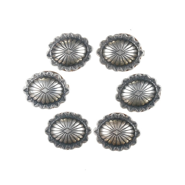 6 Sterling button covers with concho designs - Estate Fresh Austin