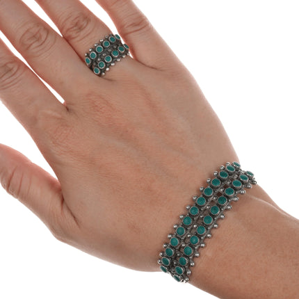 6" & Sz6.5 50's-60's Navajo Curio sterling silver double row cuff bracelet/ring - Estate Fresh Austin