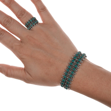 6" & Sz6.5 50's-60's Navajo Curio sterling silver double row cuff bracelet/ring - Estate Fresh Austin