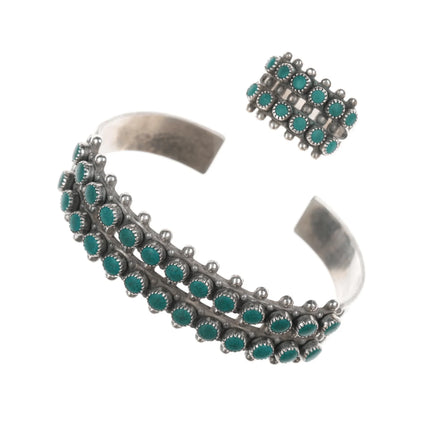6" & Sz6.5 50's-60's Navajo Curio sterling silver double row cuff bracelet/ring - Estate Fresh Austin