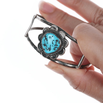 6" Vintage Henry Navajo silver and turquoise cuff bracelet - Estate Fresh Austin