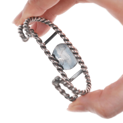 6" Vintage High grade turquoise twisted wire cuff bracelet - Estate Fresh Austin