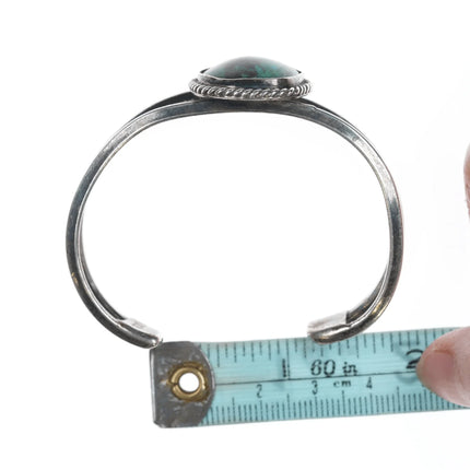 6" Vintage Native American silver and green stone cuff bracelet - Estate Fresh Austin