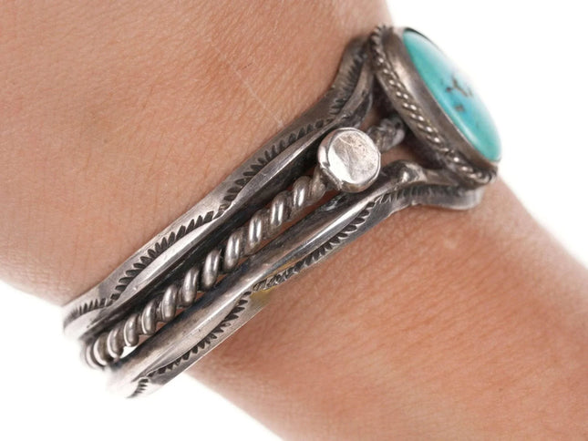 6" Vintage Native American Silver/Turquoise cuff bracelet - Estate Fresh Austin