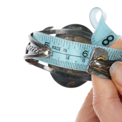 6" Vintage Native American sterling mother of pearl cuff bracelet - Estate Fresh Austin