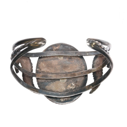 6" Vintage Native American sterling mother of pearl cuff bracelet - Estate Fresh Austin