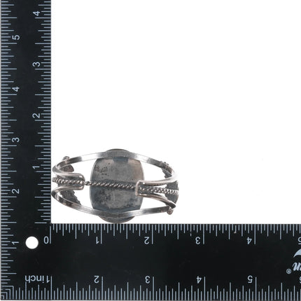 6" Vintage Native American sterling- turquoise/shell channel inlay cuff bracelet - Estate Fresh Austin