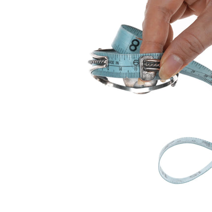 6" Vintage Native American sterling- turquoise/shell channel inlay cuff bracelet - Estate Fresh Austin