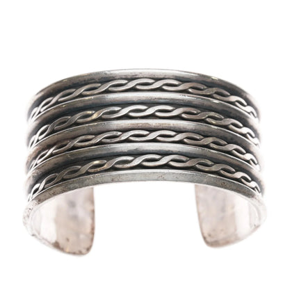 6" Vintage Native American twisted wire carinated silver cuff bracelet - Estate Fresh Austin