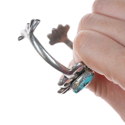 6" Vintage Navajo cast silver and turquoise bracelet - Estate Fresh Austin