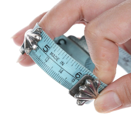 6" Vintage Navajo cast silver and turquoise bracelet - Estate Fresh Austin