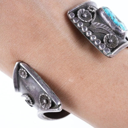 6" Vintage Navajo Cuff Bracelet watch band Sterling Turquoise - Estate Fresh Austin