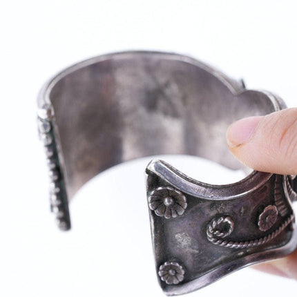 6" Vintage Navajo Cuff Bracelet watch band Sterling Turquoise - Estate Fresh Austin