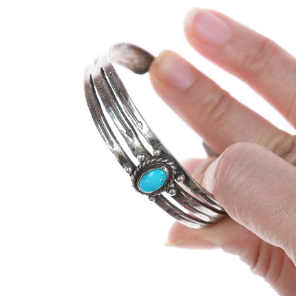 6" Vintage Navajo Silver and turquoise cuff bracelet - Estate Fresh Austin