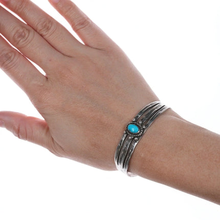 6" Vintage Navajo Silver and turquoise cuff bracelet - Estate Fresh Austin