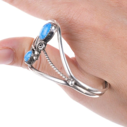 6" Vintage Navajo sterling and denim lapis bracelet - Estate Fresh Austin